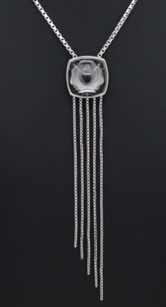 Baccarat Sterling Silver Black Crystal Pendant Multi-… - Gem