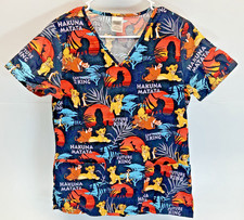 Lion King Hakuna Matata DISNEY Ladies Medical SCRUB Shirt Top Size XS