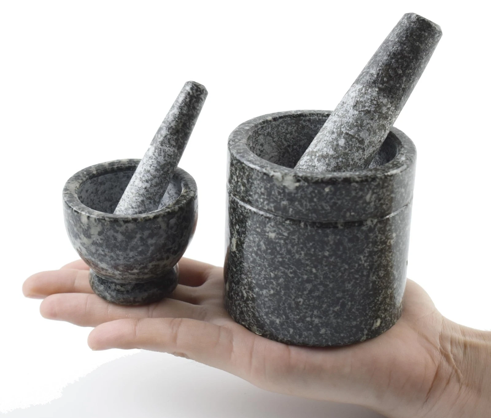 2 pcs Granite Mortar and Pestle Set, Miniature Grinder for Herbs, Asian Spice...