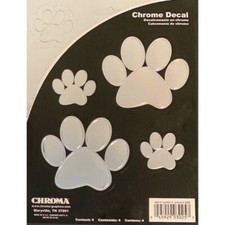 paw prints chrome embossed auto car sticker decal emblem made in usa