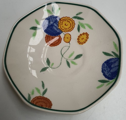Art Deco Royal Doulton Rossetti Cup Saucer and Plate D4738 c1929 England AF chip - Picture 4 of 16