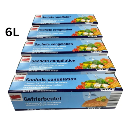 100 quickpack Gefrierbeutel Gefriertüten Tiefkühl Beutel 6 Liter Allzweckbeutel