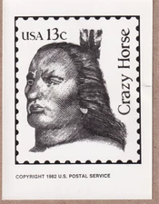 USPS press publicity photo for 13c Crazy Horse stamp Scott 1855