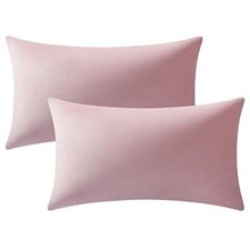 12x20 Throw Pillow Covers Pink: 2 Pack Cozy Soft Velvet 12 x 20-Inch Baby Pink