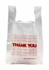 NEW 100 ct PLASTIC SHOPPING BAGS T-SHIRT TYPE GROCERY WHITE SMALL SIZE BAGS.