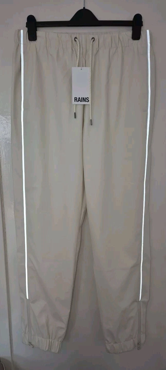 Rains Cream Rain Pants Regular Reflective Trousers Size Large New Rrp £80