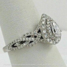 2 Ct Pear Cut Lab-Created Diamond Halo Engagement Ring 14K White Gold Plated