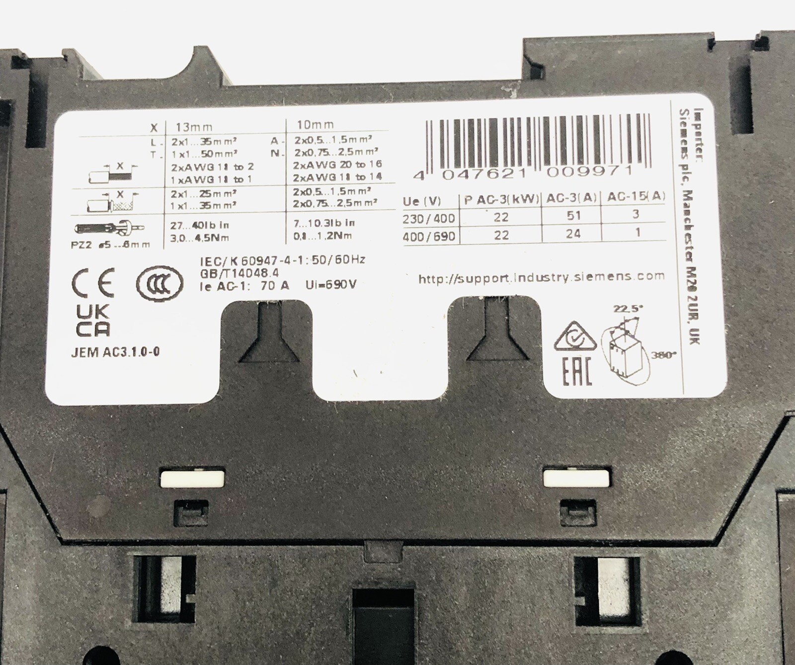 SIEMENS Contactor 3RT2035-1KB40 main image 0