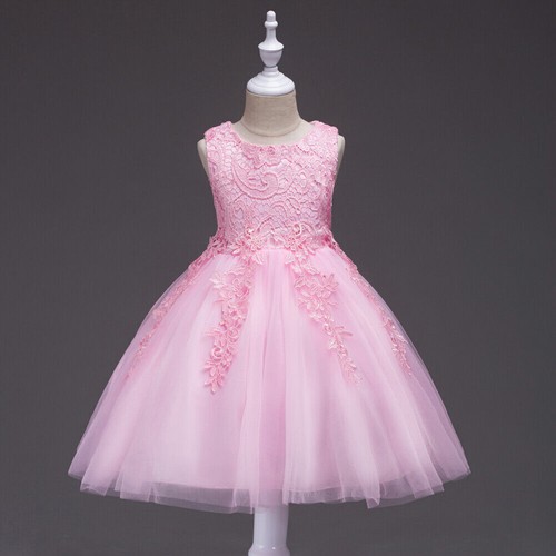 UK Baby Girls Bridesmaid Lace Tutu Dress Princess Party Bow Kids Wedding Dresses - Picture 15 of 18