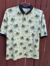 Vintage 80s 90s 100 Cotton Golf Polo Shirt Palm Trees Hawaiian Aloha Tropical