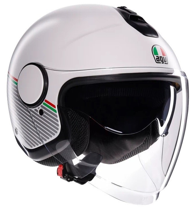 CASCO HELMET MOTO JET AGV ETERES CAPOLIVERI WHITE BIANCO ROSSO VERDE TG L
