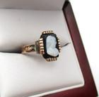 Victorian 10K Yellow Gold White Stone Onyx Cameo Ring Size 4.5 [R300] — photo 10