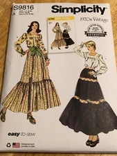 🦋 SIMPLICITY #S9816-LADIES REPO OF 1973 - #5780 BLOUSE & SKIRTS PATTERN S-XL FF
