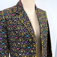 Marshall Rousso Las Vegas Open Front Blazer Metallic Floral Embroidery 10 Boxh