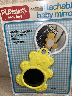 Vtg Playskool Attachable Baby Mirror Yellow Teddy Bear Toy 1981 NOS- RARE