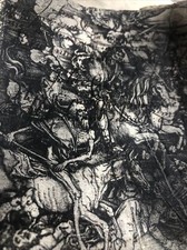 Antico Manoscritto Illustrato Apocalisse Angeli E Demoni Epoca 1700