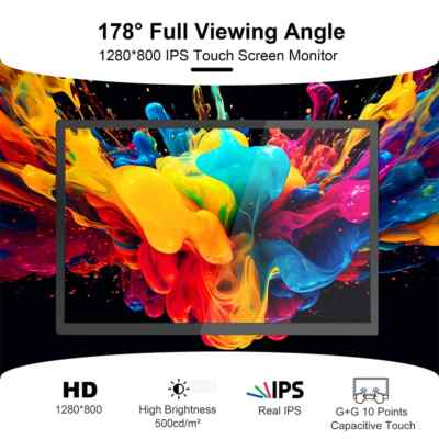 10.1'' IPS Touch Screen HDMI Monitor 1280x800 Gaming Display for Raspberry pi 5