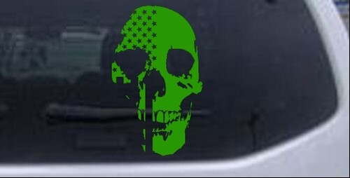 Skull Shadow USA American Flag Vertical Car Truck Window Laptop Decal Sticker - Picture 13 of 32