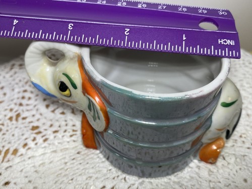 Vintage Elephant Planter Ceramic Elephant Japan Hand Made Bright Colors 50's - Picture 6 of 9