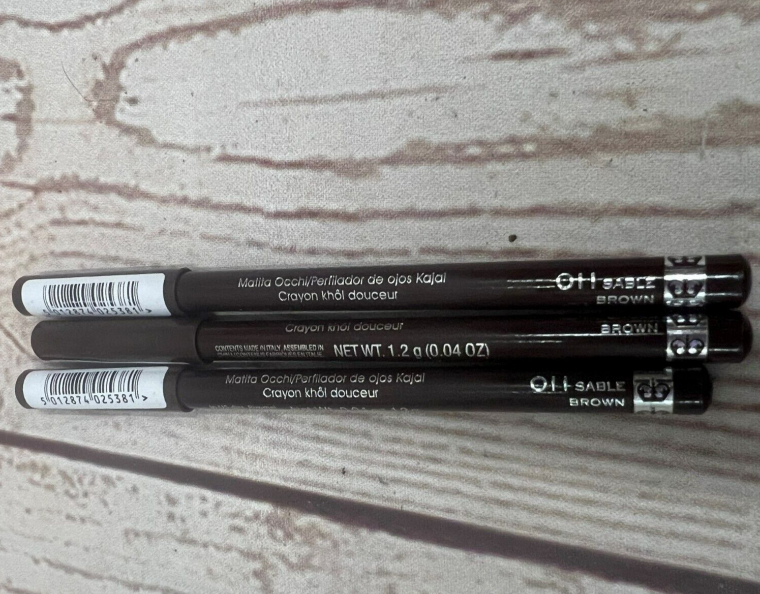 3x Rimmel Soft Kohl Kajal Eyeliner Pencil, 011 Sable Brown