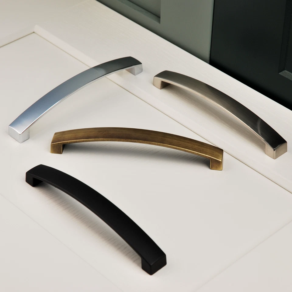 Decoranddecor Flat Width Handles Curved Bow Kitchen Cabinet Drawer Cupboard  - Image 2 of 4