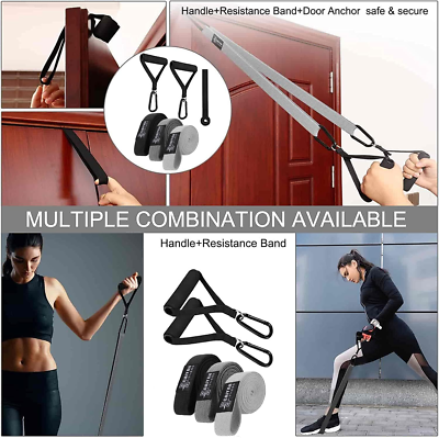 Set De 3 Bandas De Resistencia De Tela Larga - Niveles 15-25LB, 25-35LB, 35-45LB - Incluye Anclaje Para Puerta Y Bolsa