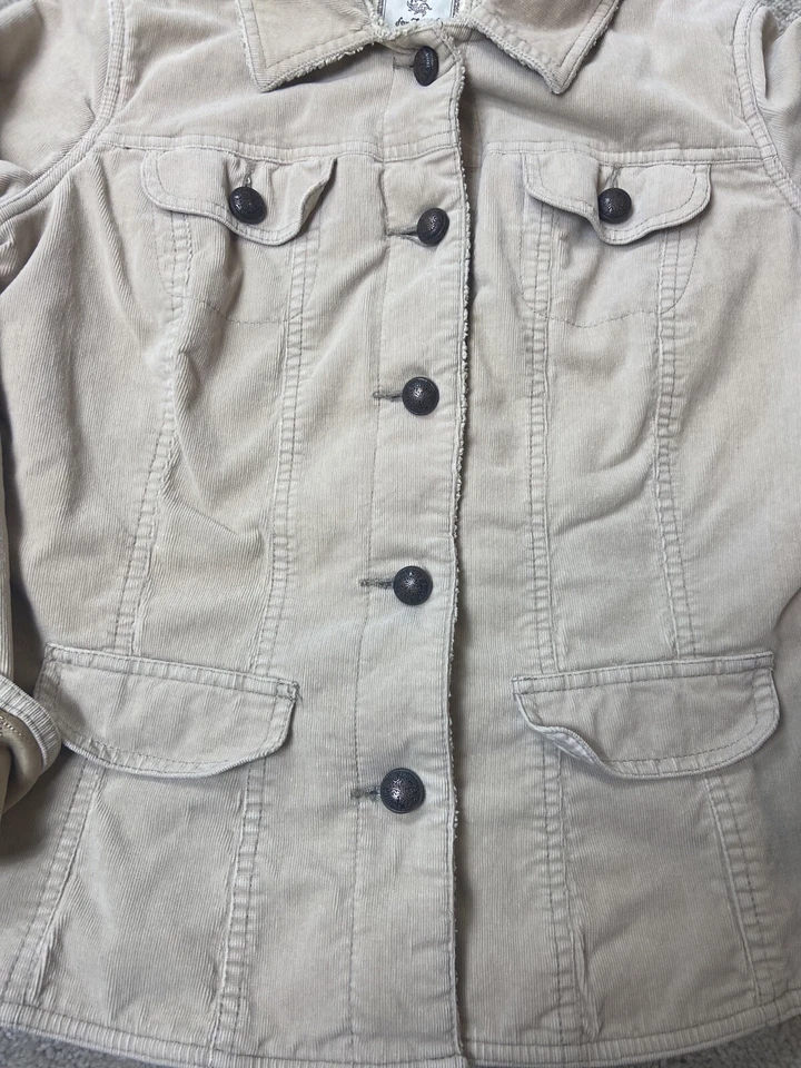 Для Joseph Fortune желтовато-коричневый бежевый вельветовый пиджак на пуговицах полностью изолированный женский L - Изображение 4 из 4