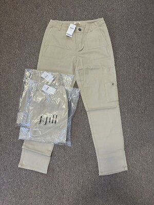 [8] NWT J Jill Denim Natural Color Cargo Pants Cashew Beige Ankle Pockets Chinos