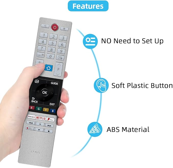 CT-8561 RC45151 Telecomando Compatibile Con Toshiba Smart TV 43UK3163DG 50UK3163DG 55UK3163DG 65UK3163DG 30110095 Sostituzione Controllore Con PrimeVideo NETFLIX YouTube Pulsanti
