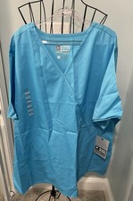 NEW WonderWink Women's Wonderwork Mock Wrap Scrub Top Light Turquoise 2X 2XL