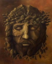 Jesus Christ Original Signed Fantasy Surrealism Handmade Oil Painting 30" x 36"