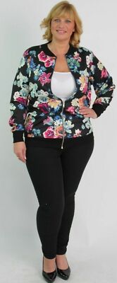 Neu Damen-Bomberjacke Schmetterlingsmuster Oberteil Langarm Übergröße 14-28