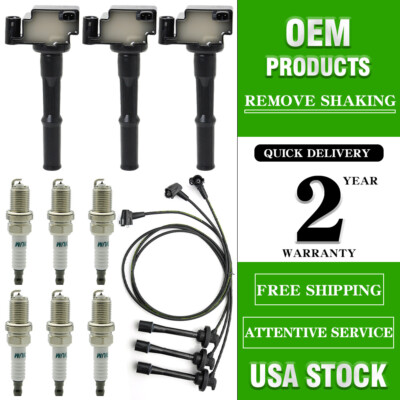 Ignition Coils & Spark Plug & Wires Set For Toyota Tacoma Tundra 4Runner 3.4L V6