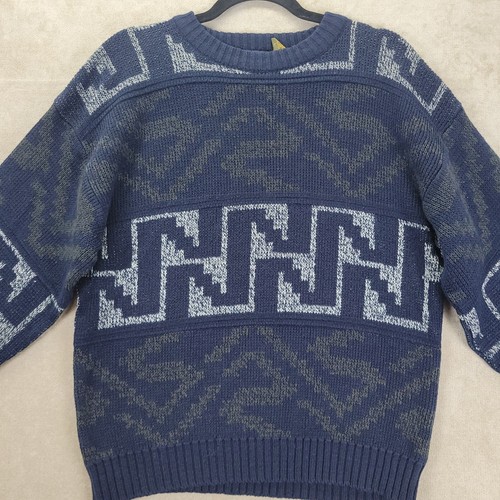 Vintage Saturdays Mens Pullover Sweater Black Gray Size Large L Geometric Aztec - Picture 5 of 16