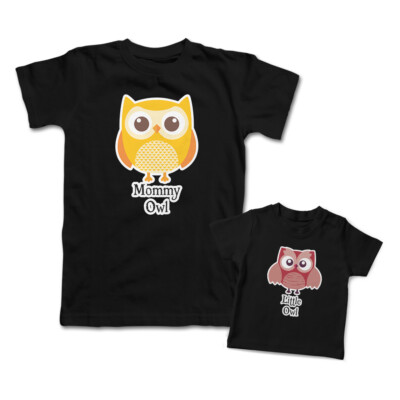 Birds Mommy and Me Outfits Mommy Little Owl Birds Knit Cotton Match Clothes