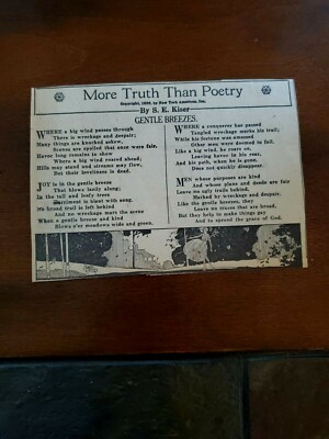 More Truth Than Poetry Gentle Breezes New York American Newspaper 1926 S E Kiser