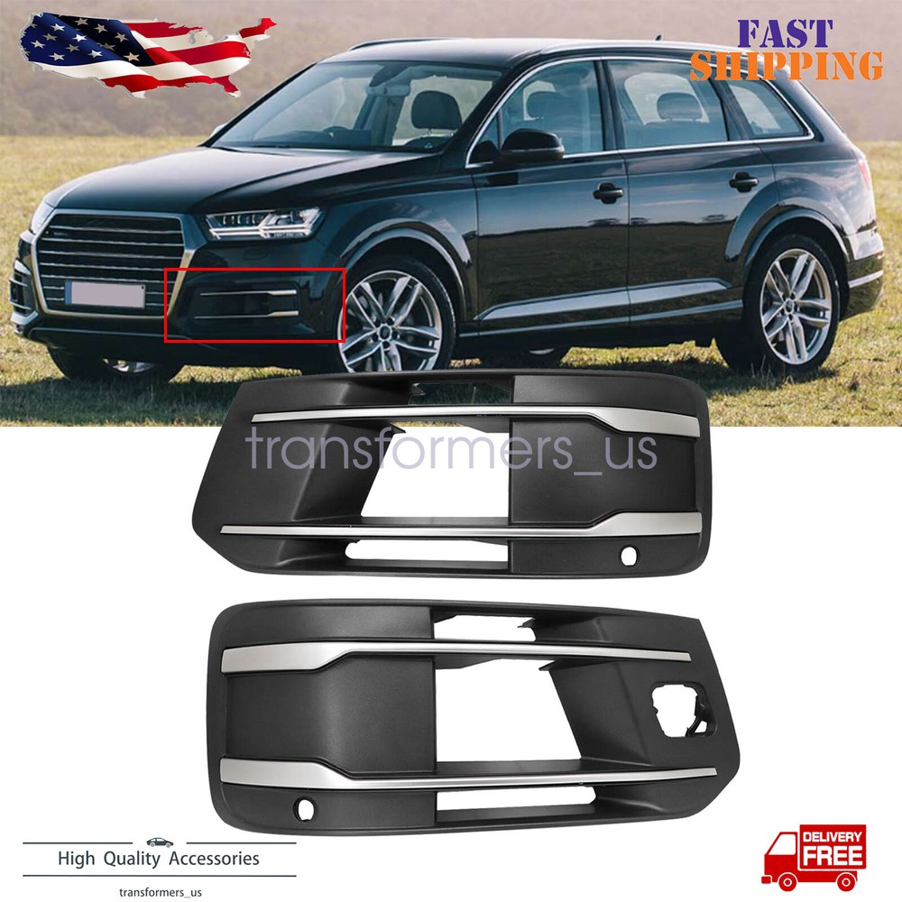 2016-2019 Audi Q7 Front Bumper Fog Light Grille Bezels Left & Right