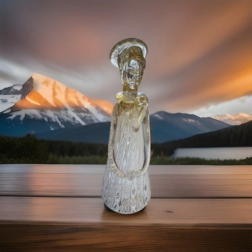 Vintage Italy Murano Glass Ribbon Angel Gold 7”