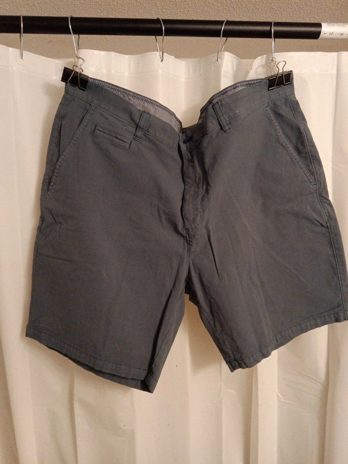 Johnnie O Short Mens 38 Blue Gray Reyes Washed Stretch Twill Chino Pima Cotton
