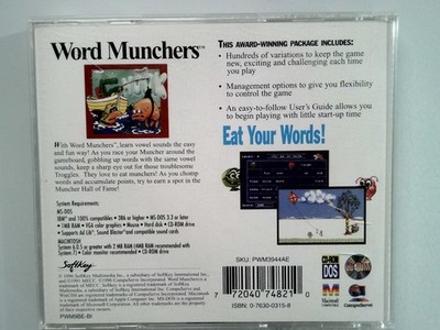 Word Munchers MS-DOS PC Macintosh CD-ROM Educational Learning Video Game
