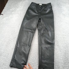 Aritzia Wilfred Pants Womens 2 Green Faux Leather Melina High Rise Straight