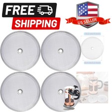 4 Pieces French Press Filter, 4 Inch Stainless Steel Mesh Screen and Replacem...