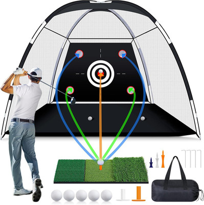 10x7 Ft Golf Net & Practice Mat - Indoor/Outdoor Swing Training Set
