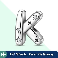 KUNSIR 925 Sterling Silver Letter K Charm For Bracelet Or Necklace Pendant Charm