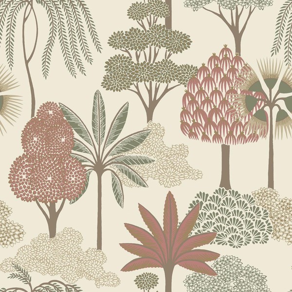 Akiko Blumenmuster BäUme Tapete Rosa Beige Exotisch Garten Metallisch Belgravia-image