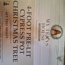 My Texas House 4FT Pre-Lit Cypress Pot Artificial Christmas Tree 4 Foot 2025 🎄
