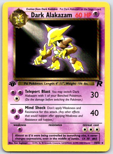 Dark Alakazam 18/82 Rare Team Rocket Pokemon Unlimited Near Mint