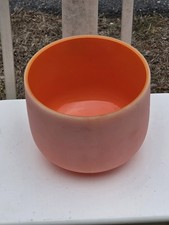 432Hz 8" D Sacral Chakra Orange Colored Quartz Crystal Singing Bowl No Mallet