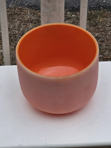 432Hz 8" D Sacral Chakra Orange Colored Quartz Crystal Singing Bowl No Mallet