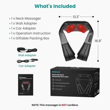 Shiatsu Back Neck and Shoulder Massager with Heat Deep Tissue 3D Kneading Pillow